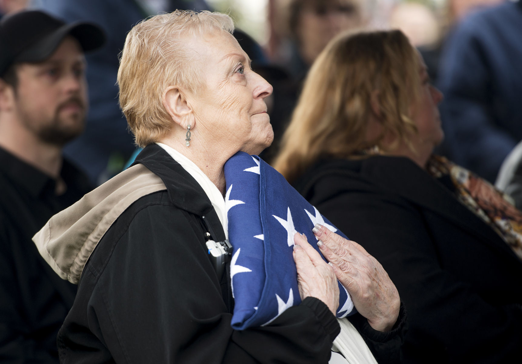 Holding the flag